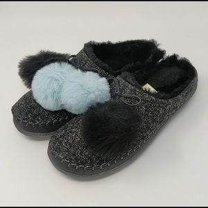 Black multicolor Toms Pom Pom slippers BRAND NEW